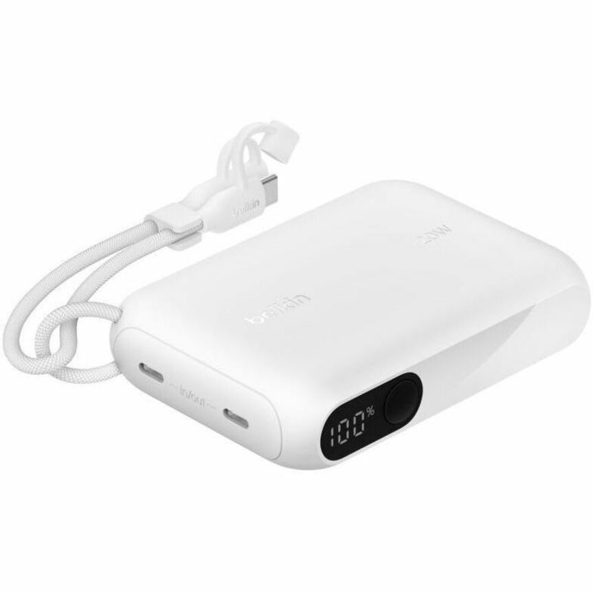 Belkin BoostCharge 10K Mah Power Bank With Display + Usb-C To Usb-C Cable 60W (15CM) - White (BPB027FQWH), 20W, 2X Usb-C Ports, 2 Years Warranty