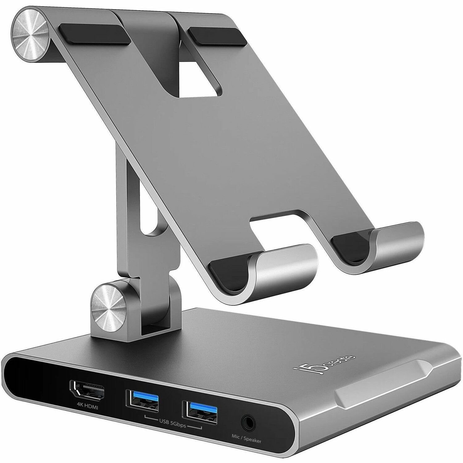 j5create JTS224 USB Type C Docking Station for Monitor, Tablet, Smartphone, Keyboard, Flash Drive - Charging Capability - Memory Card Reader - SD - Space Gray - Portable