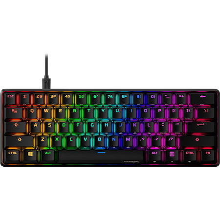 HyperX Alloy Origins 60 Gaming Keyboard - Cable Connectivity - USB Type C Interface - RGB LED - English (US) - Black