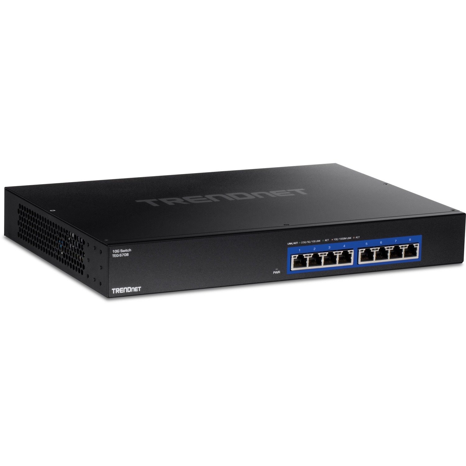 TRENDnet 8-Port 10G Switch, 8 x 10G RJ-45 Ports, 160Gbps Switching Capacity Rack mountable, 10 Gigabit Network Connections, Lifetime Protection, Black, TEG-S708