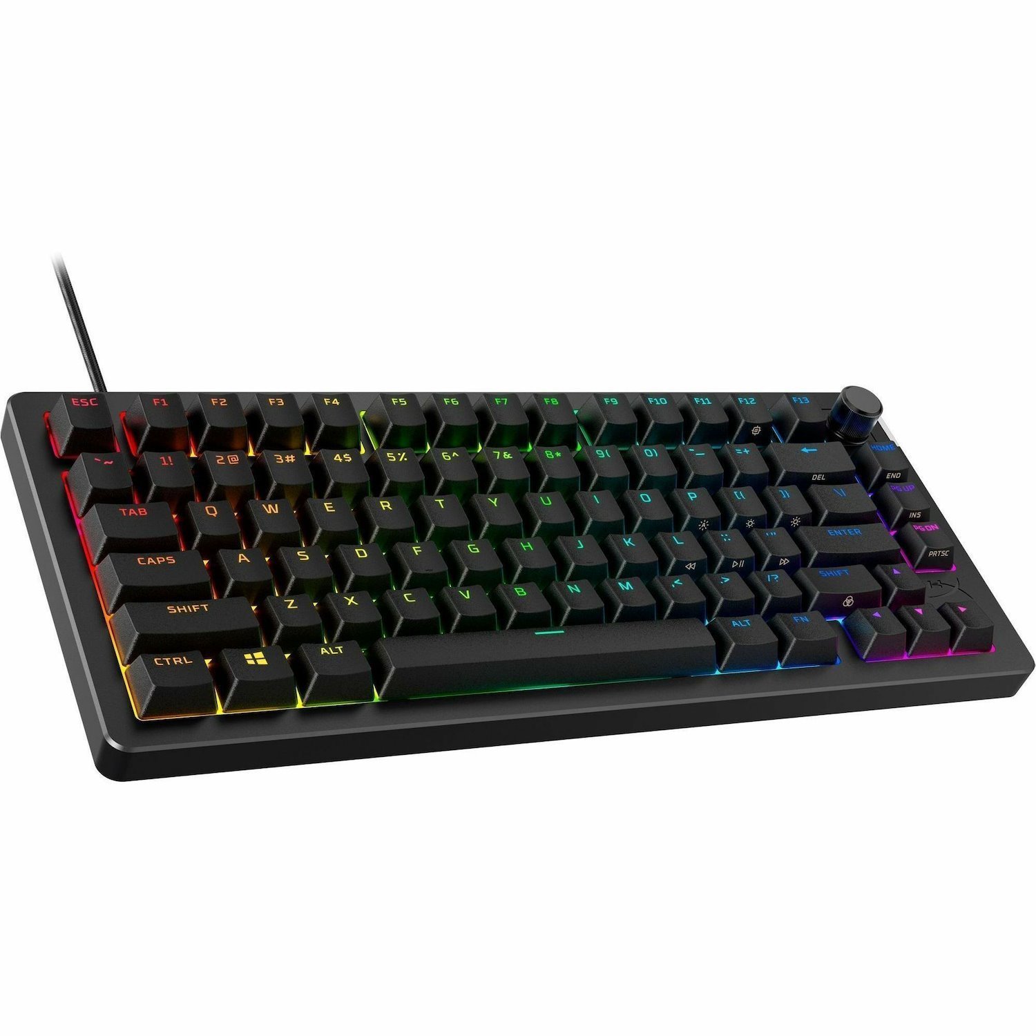 HyperX Alloy Rise 75 Gaming Keyboard - Cable Connectivity - USB Interface - RGB LED - English (US) - Black