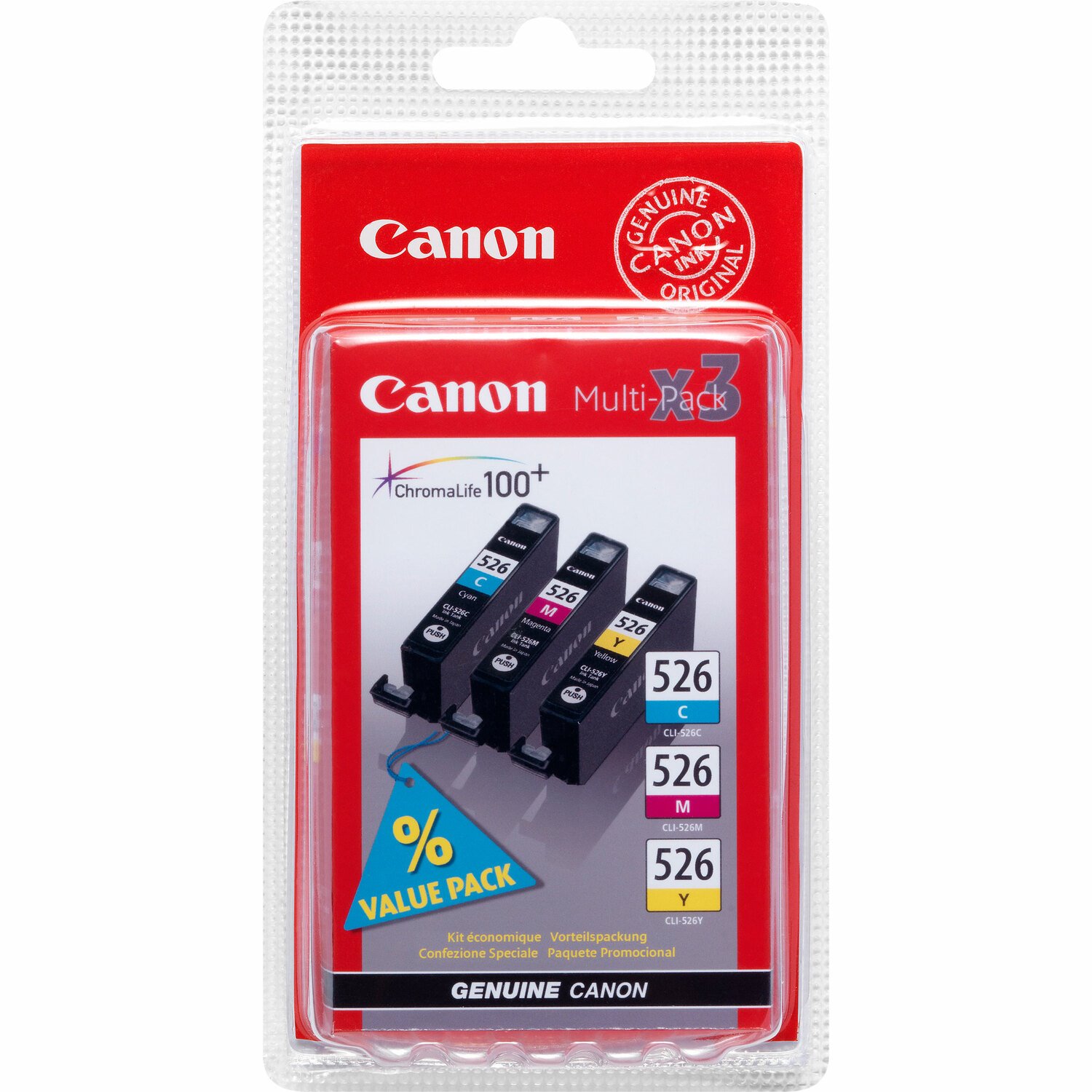 Canon CLI526-CMY Original Inkjet Ink Cartridge - Cyan, Magenta, Yellow - 3 / Pack