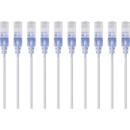 Monoprice 10-Pack, SlimRun Cat6A Ethernet Network Patch Cable, 3ft White