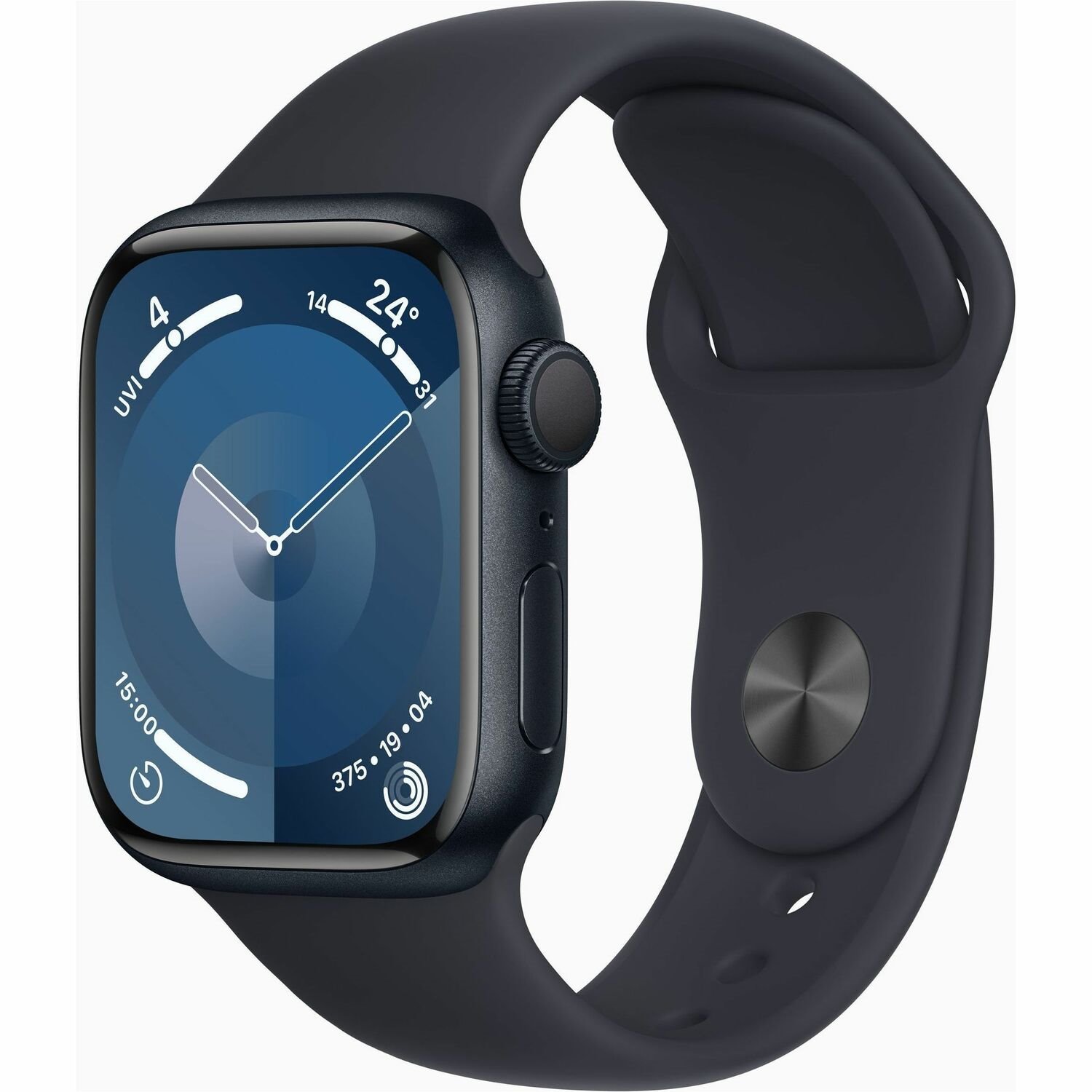 Apple Watch Series 9 Smart Watch - 45 mm Case Height - 38 mm Case Width - Silver Case Color - Storm, Blue Band Color - Glass Body Material - Aluminium Case Material - Wireless LAN - LTE, UMTS