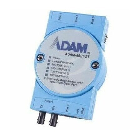 Advantech 4FE+1FE ST Multi-mode Unmanaged Ethernet Switch, Flexible Mounting