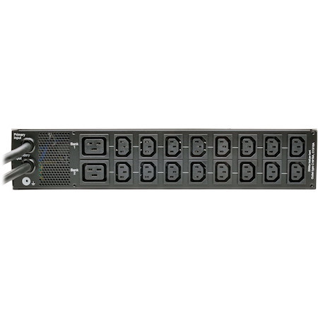 Eaton Tripp Lite Series 7.7kW Single-Phase 200-240V Local Metered Automatic Transfer Switch PDU, 2 IEC309 32A Blue Inputs, 16 C13, 2 C19 Outlets, 2U, TAA