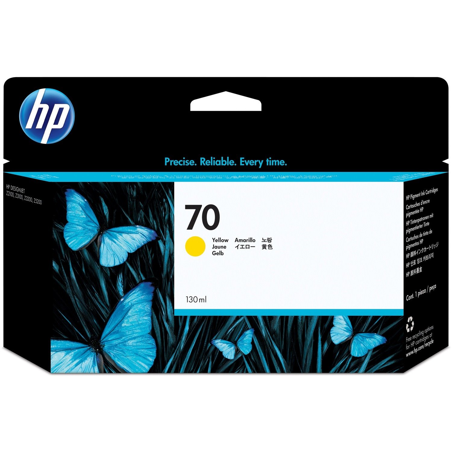 HP 70 (C9454A) Original Inkjet Ink Cartridge - Single Pack - Yellow - 1 Each