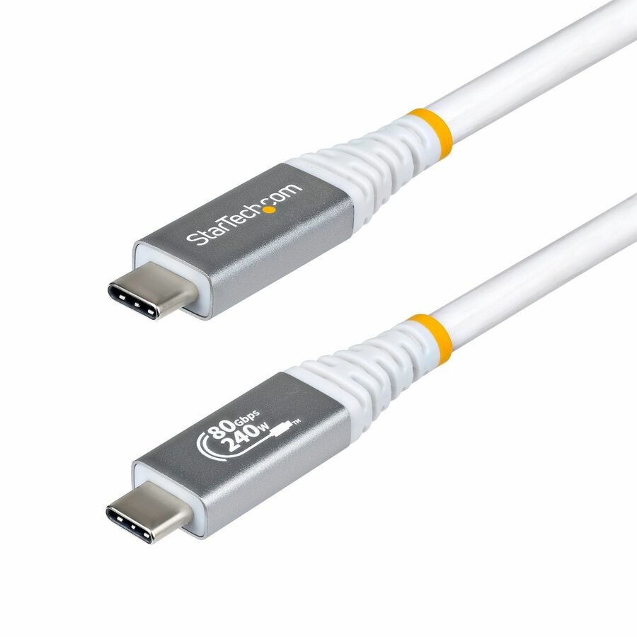 StarTech.com 1m (3.3ft) USB4 Cable, 80Gbps, USB-IF Certified USB-C Cable, 240W, 8K 120Hz/4K 240Hz DP2.1, Thunderbolt 4 Compatible, White