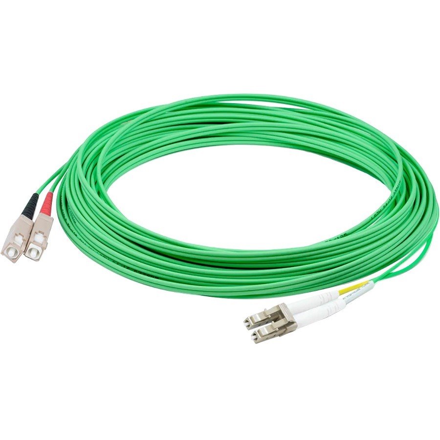 AddOn 30m SC to LC Green OS2 Duplex OFNR (Riser-Rated) SMF Fiber Patch Cable