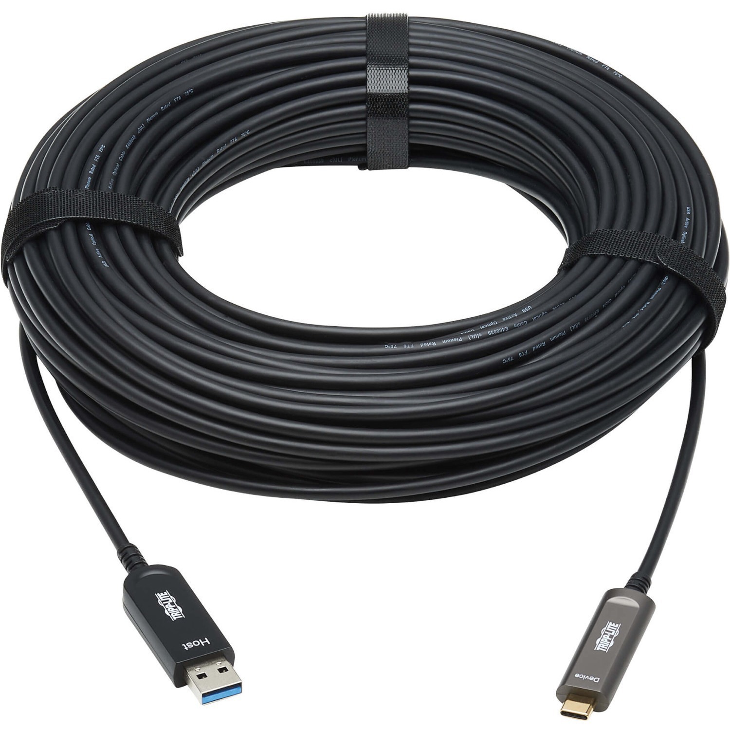 Eaton Tripp Lite Series USB-A to USB-C AOC Cable (M/M) - USB 3.2 Gen 2 (10Gbps) Plenum-Rated Fiber Active Optical - Data Only, Black, 20 m (66 ft.)