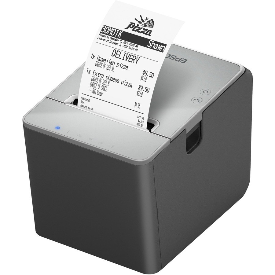 Epson OmniLink TM-L100 Desktop Direct Thermal Printer - Monochrome - Label Print - Ethernet - USB - USB Host - Bluetooth - With Cutter - Black - 6.69 in/s Mono - 203 x 203 dpi - 3.15" Label Width - ePOS, OPOS Emulation - For iOS, Android, PC, SPARC