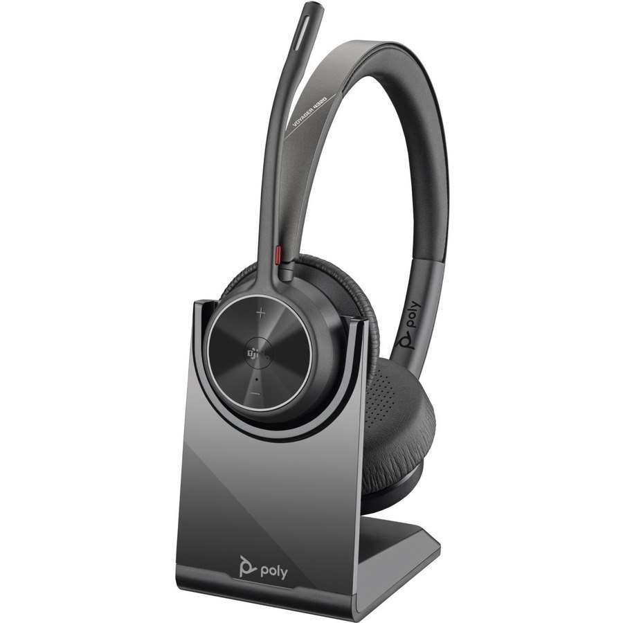 Poly Voyager 4320 UC Stereo USB-A Headset + BT700 USB-A Adapter + Charging Stand