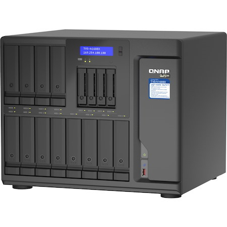 QNAP TVS-H1688X-W1250-32G 16 x Total Bays SAN/NAS Storage System - 5 GB Flash Memory Capacity - Intel Xeon W-1250 Hexa-core (6 Core) 3.30 GHz - 32 GB RAM - DDR4 SDRAM Tower