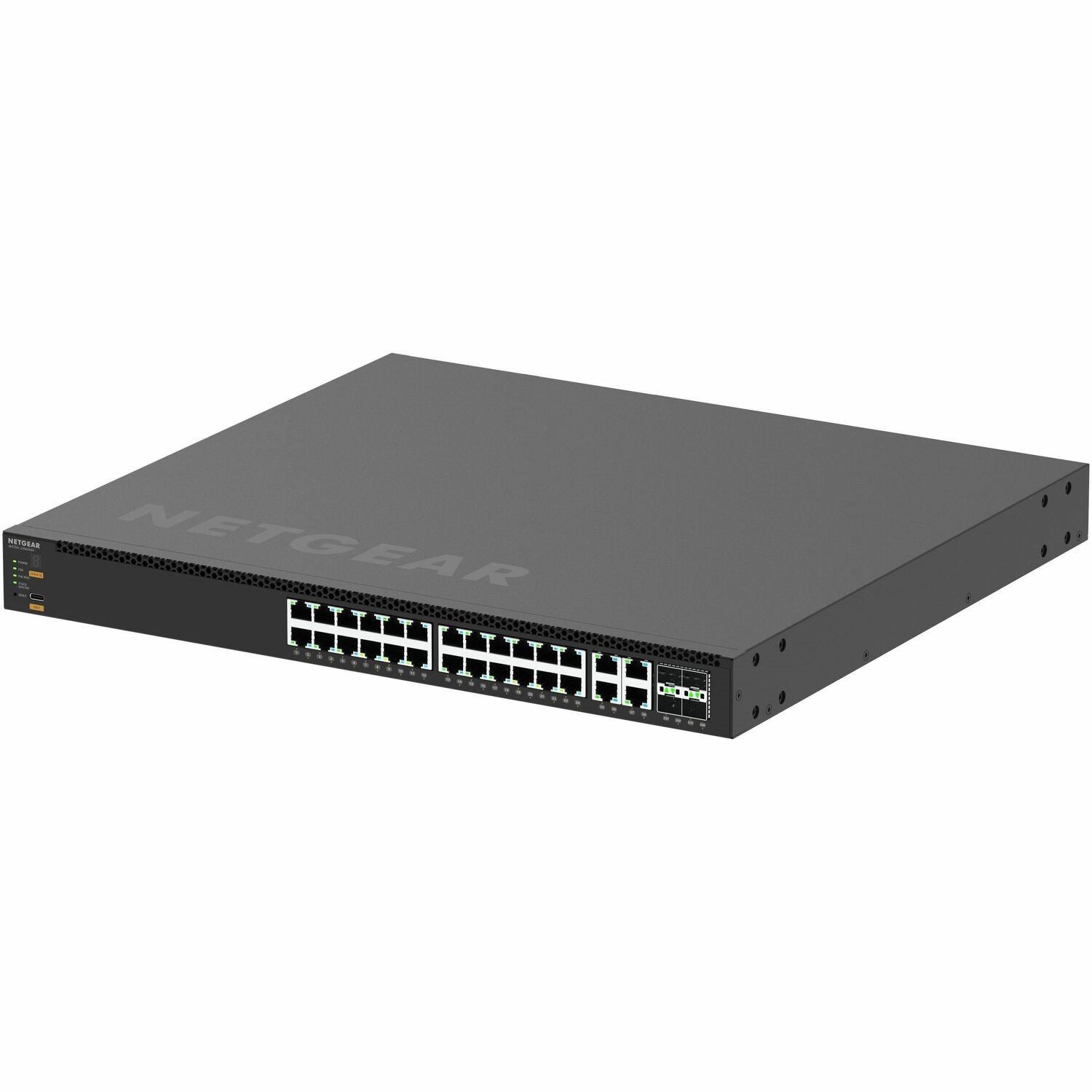 Netgear AV Line M4350 M4350-24M4X4V 28 Ports Manageable Ethernet Switch - Gigabit Ethernet, 2.5 Gigabit Ethernet, 5 Gigabit Ethernet, 10 Gigabit Ethernet, 25 Gigabit Ethernet - 2.5GBase-T, 1000Base-T, 5GBase-T, 10GBase-T, 10GBase-X, 25GBase-X
