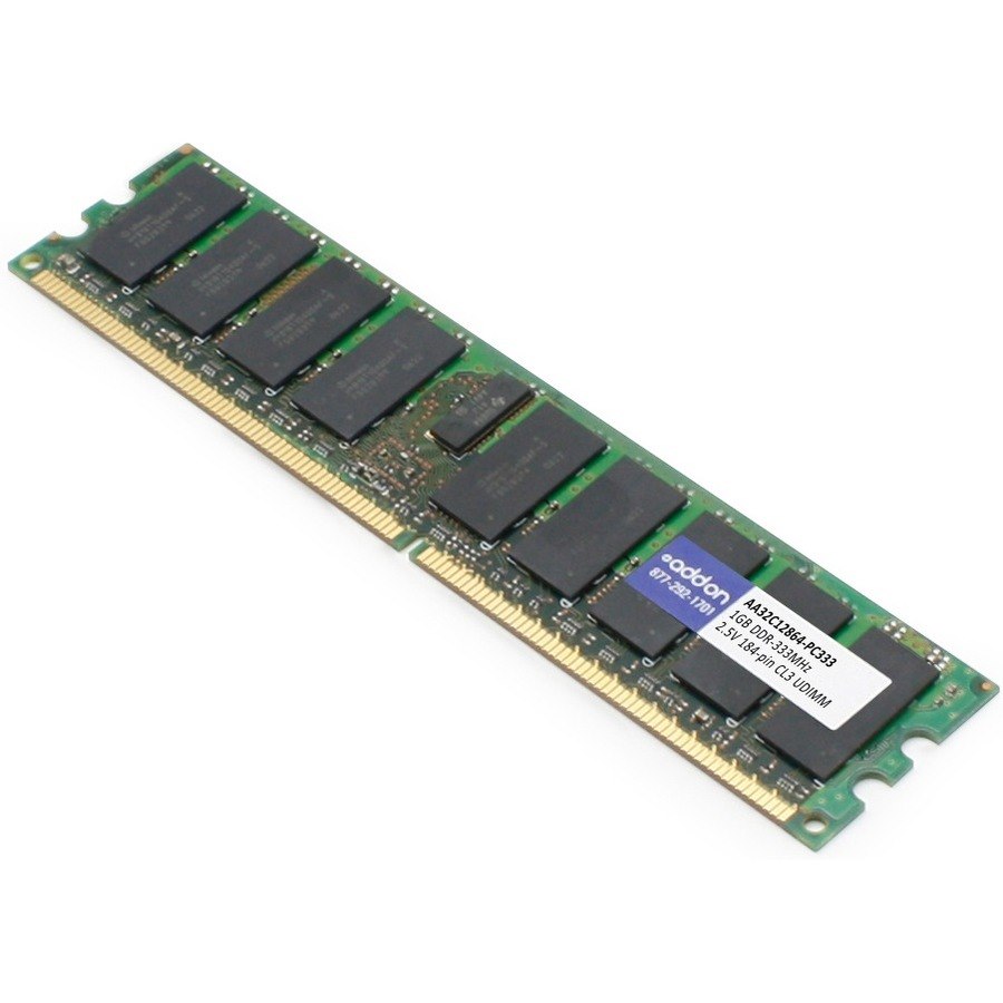 AddOn JEDEC Standard 1GB DDR-333MHz Unbuffered Dual Rank 2.5V 184-pin CL3 UDIMM