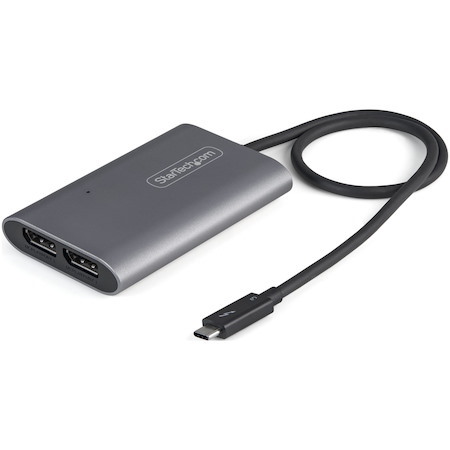 StarTech.com Thunderbolt to Dual DisplayPort Adapter DP 1.4, Dual 4K 60Hz DP Video Converter, 2x Monitor Display Adapter, Mac & Windows