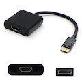 AddOn 5-Pack of 8in DisplayPort 1.2 Male to HDMI 1.3 Female Black Adapter Cables Which Requires DP++ For Resolution Up to 2560x1600 (WQXGA)