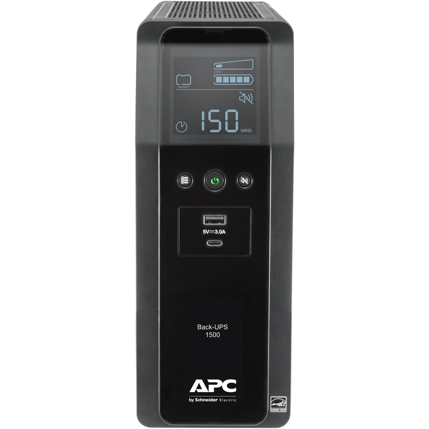 APC Back-UPS Pro, 1500VA, Tower, 120V, 10 NEMA 5-15R outlets, LCD, 1 USB Type C + 1 USB Type A ports