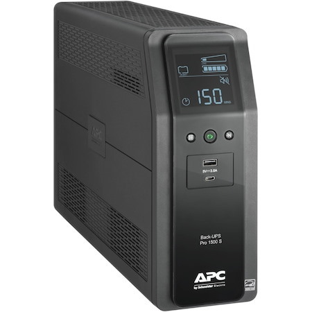 APC Back-UPS Pro, 1500VA/900W, Tower, 120V, 10x NEMA 5-15R outlets, AVR, USB Type A + C ports, LCD, User Replaceable Battery