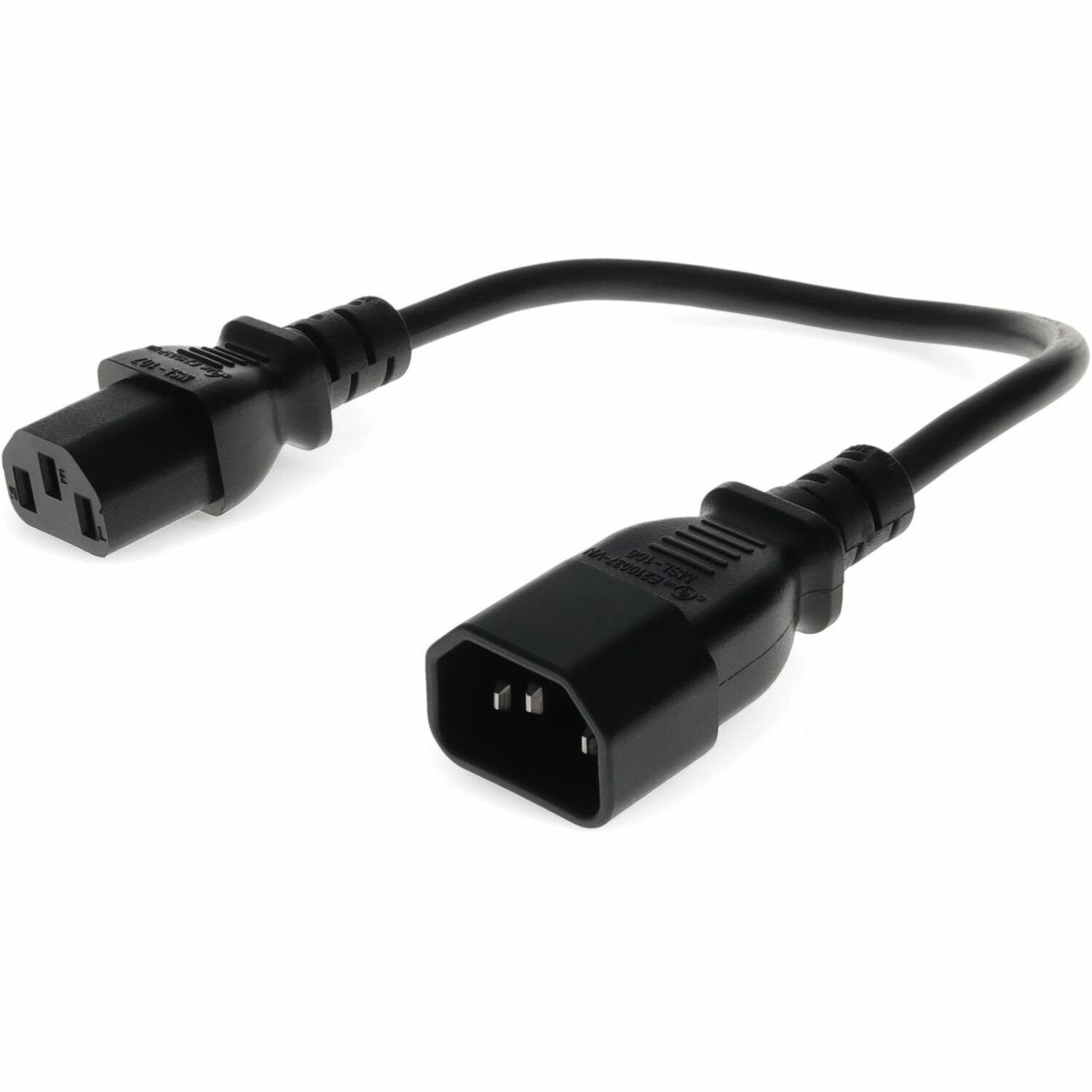 AddOn 2ft C13 Female to C14 Male 18AWG 100-250V at 10A Black Power Cable