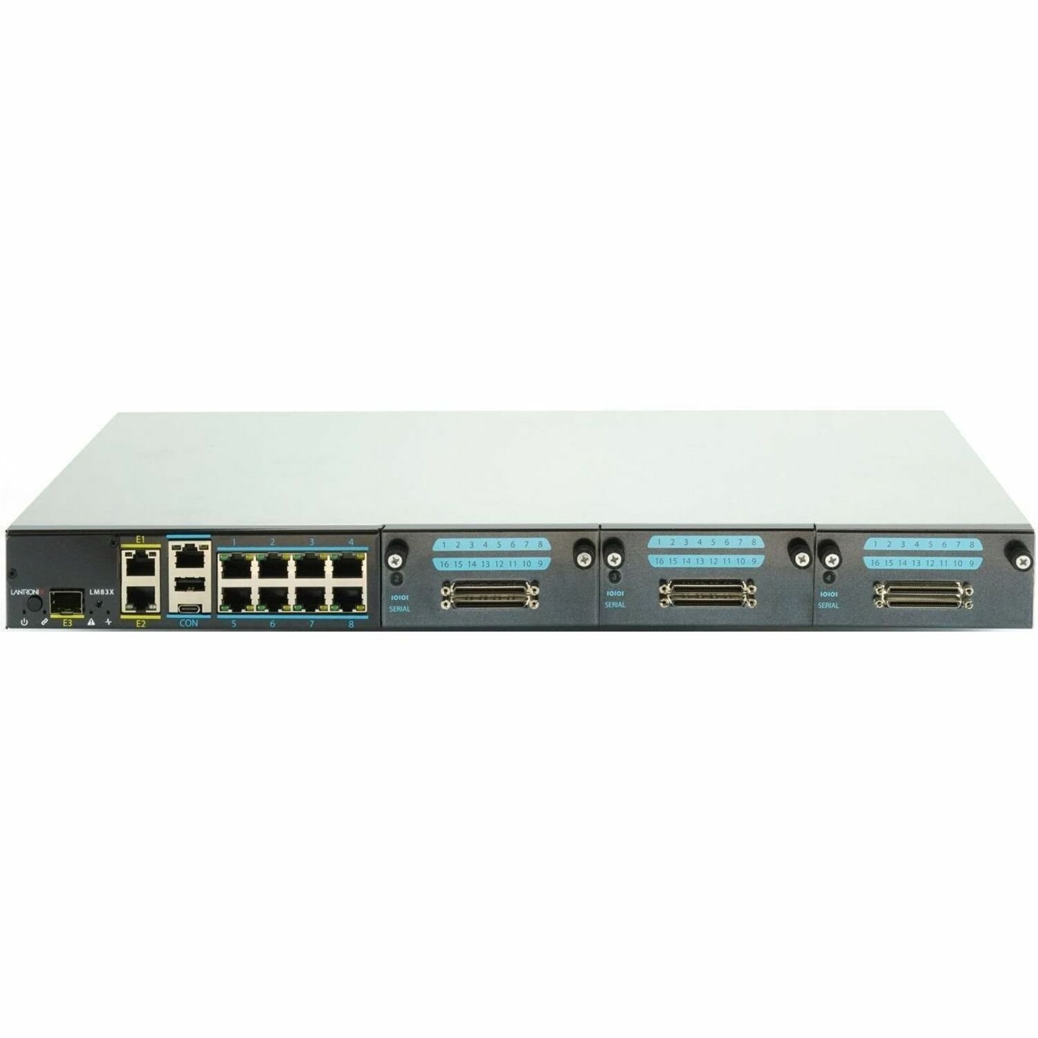 LM83X Console Server with 56 total serial ports, dual DC power