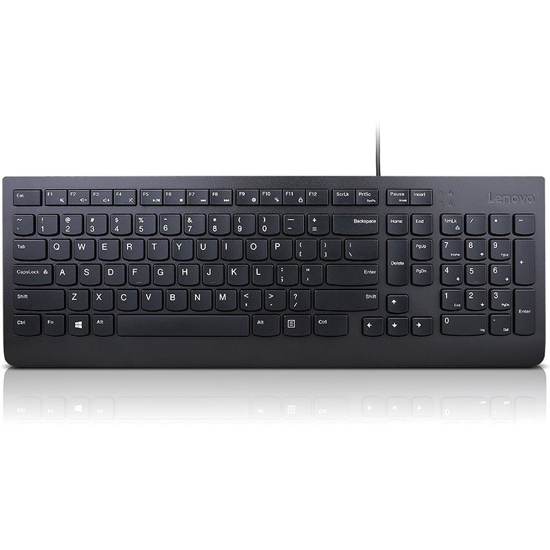 Lenovo Essential Keyboard - Cable Connectivity - USB Type A Interface - English (US) - Black