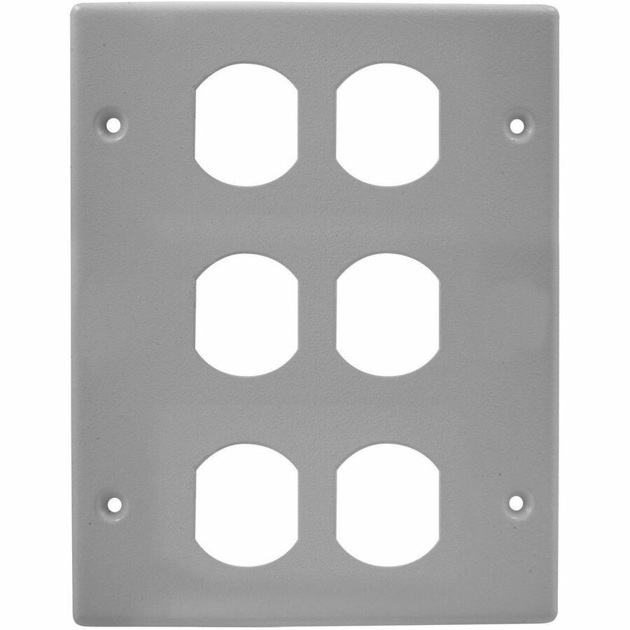 Hubbell Premise Wiring Metal Raceway, HBL6750 Series, Device Cover Plate, 3-Gang, 3) Duplex, Gray