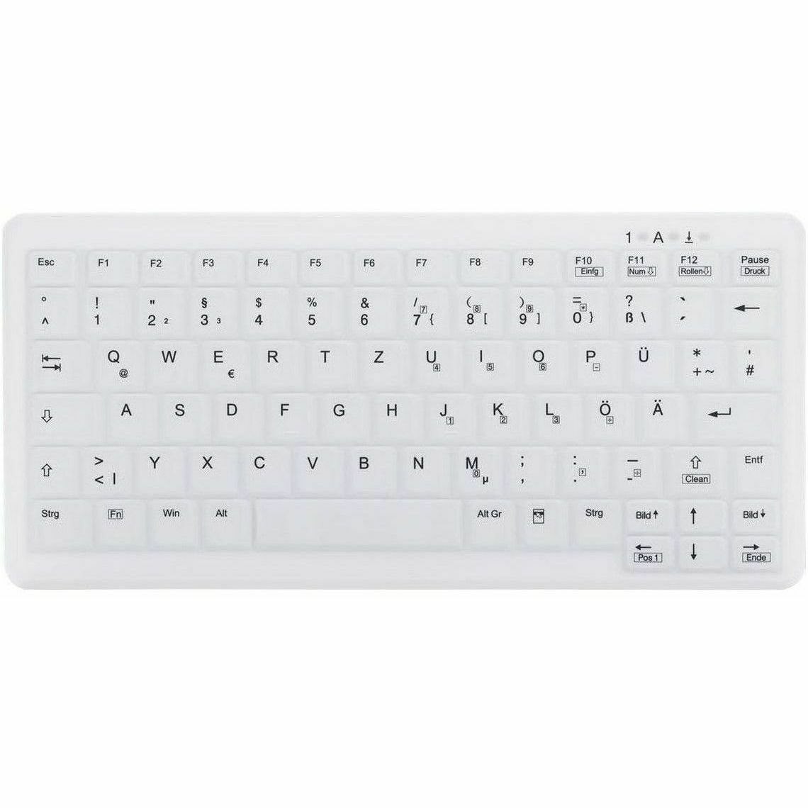 CHERRY AK-C4110 Keyboard - Wired/Wireless Connectivity - USB 1.1 Interface - German - White