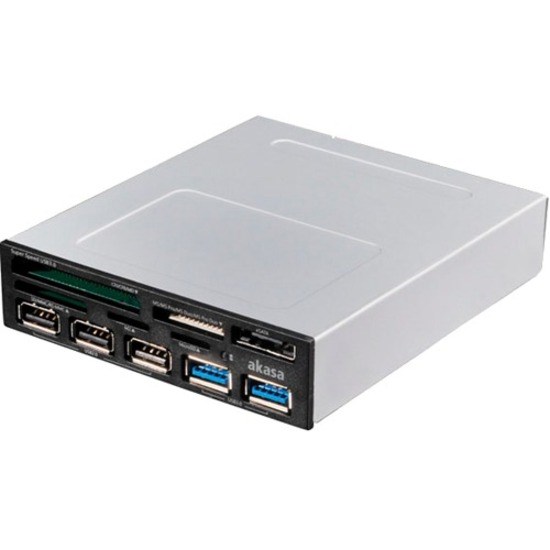 Akasa Flash Reader/USB Hub Combo - USB 2.0, USB 3.0, Serial ATA - Internal
