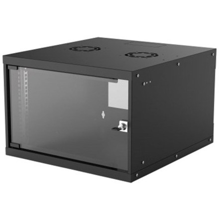 Network Cabinet, Wall Mount (Basic), 6U, 560mm Deep, Black, Flatpack, Max 50kg, Glass Door, 19" , Parts for wall installation not included, Three Year Warranty