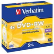 Verbatim DVD Rewritable Media - DVD+RW - 4x - 4.70 GB - 5 Pack Jewel Case