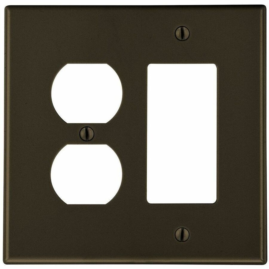 Hubbell Wallplt, M-Size, 2-G, 1) Dup 1) Dec, BR