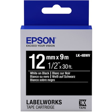 Epson LabelWorks Standard LK Tape Cartridge ~1/2" White on Black
