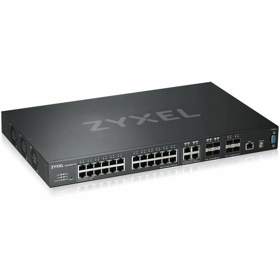 ZYXEL XGS4600-32 24-port Gigabit L3 Managed Aggregation Switch with 4 SFP+ 10G Uplinks and 4 10G Combo (SFP+/RJ-45) Ports (DC Power Version)