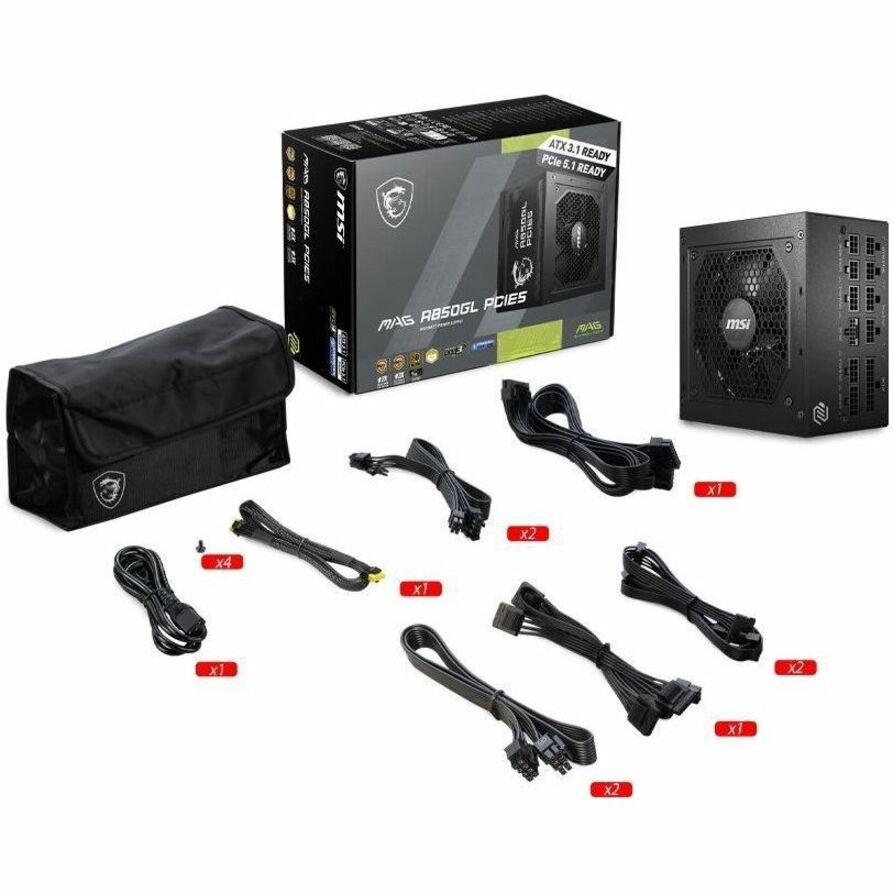 Msi Mag A850gl Pcie5 850W Up To 90% (80 Plus Gold) Atx Power Supply Unit