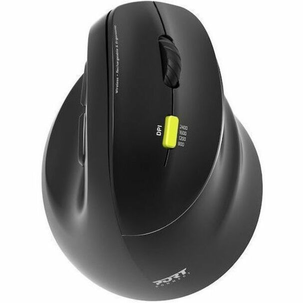 Port Connect ERGO Mouse - Bluetooth/Radio Frequency - USB Type A, USB Type C - Optical - 5 Button(s) - Black