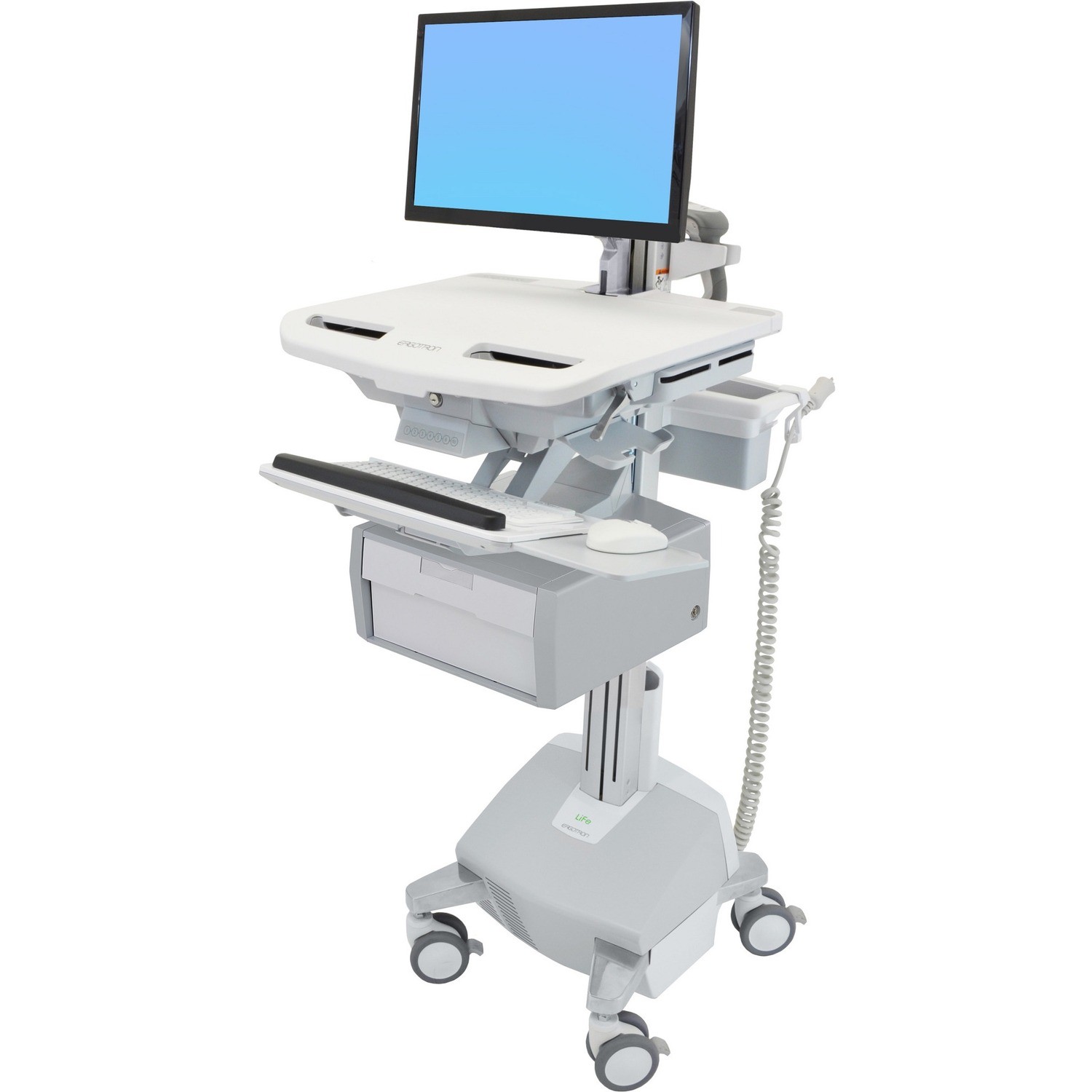 Ergotron StyleView Cart With LCD Arm, LiFe Powered, 1 Tall Drawer - Cart - Open Architecture - For LCD Display / PC Equipment - Lockable - Aluminium, Zinc-Plated Steel, High-Grade Plastic - Screen Siz