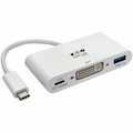 Eaton Tripp Lite Series USB-C to DVI Adapter with USB 3.x (5Gbps) Hub Port and PD Charging, White