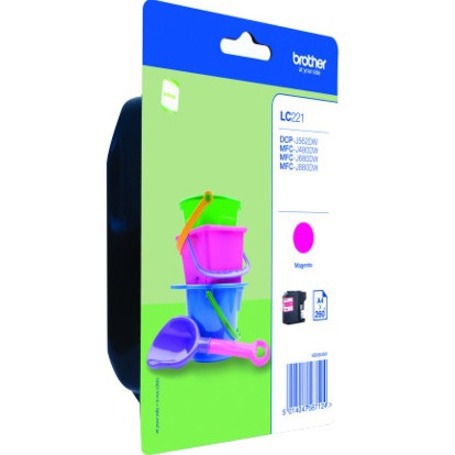 Brother LC221MBP Origineel Inkjet Inktcartridge - Magenta Blister