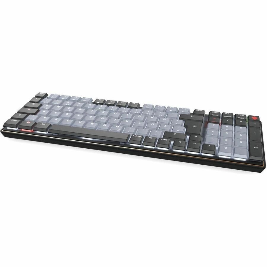 CHERRY G8A-25510 Keyboard - Compact - Wired/Wireless Connectivity - USB Type C Interface - RGB LED - German - Black