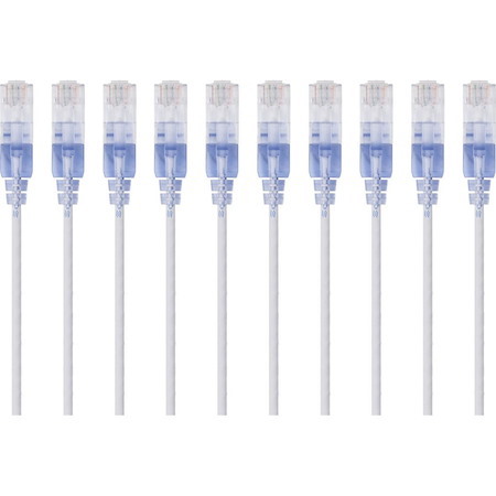 Monoprice 10-Pack, SlimRun Cat6A Ethernet Network Patch Cable, 7ft White