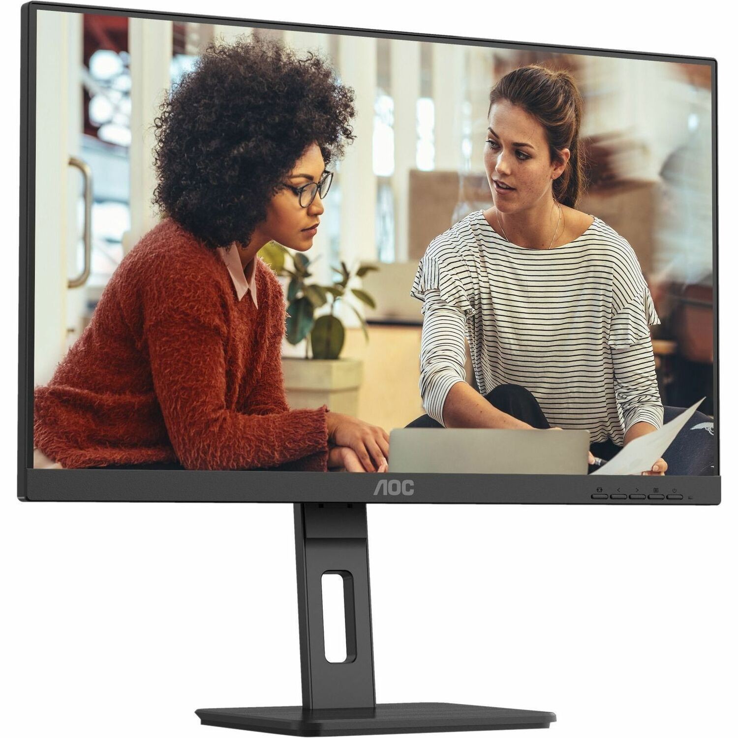 AOC 27' IPS Monitor (27E3QAF) – Full HD 75Hz, 4ms response, 300 nits, 120% sRGB, HDMI/DP/VGA, height-adjustable stand, built-in speakers (LS)