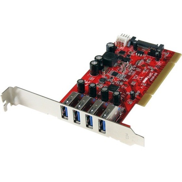 StarTech.com USB Adapter - PCI - Plug-in Card - Red - TAA Compliant