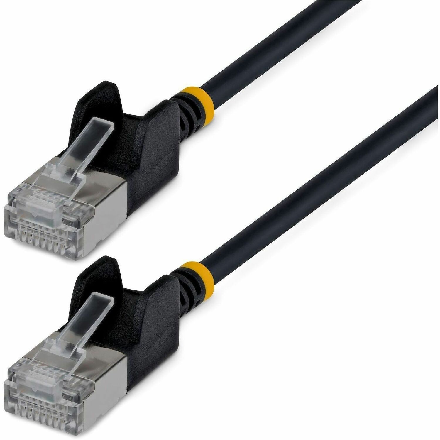StarTech 80cm Black Ultra Slim Cat6A Ethernet Cable, Snagless, FTP, Bare Copper Wire, 34AWG Slim RJ45 Patch Cord