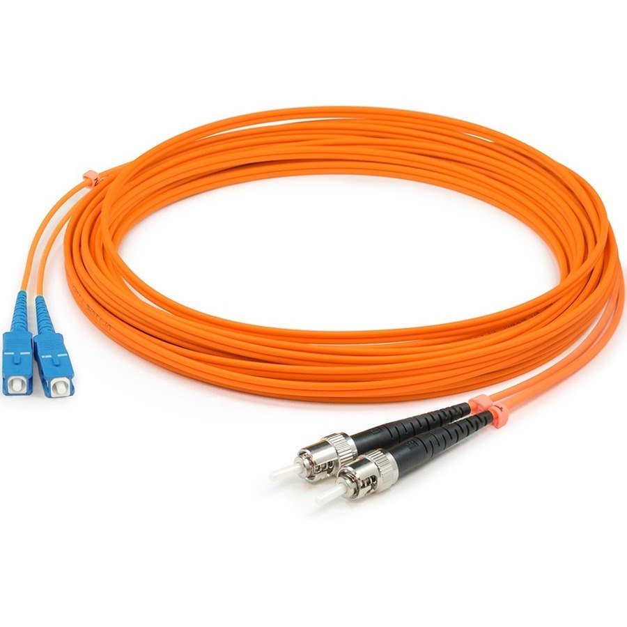 AddOn 1m ST to SC Orange OM2 Duplex OFNR (Riser-Rated) Fiber Patch Cable