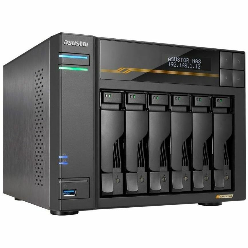 Asustor 6-Bay Nas(No Disk), Amd V3C14 2.3GHz, 16GB, M.2(4), 5G(2), 10G(2), PCIe, TWR, 3YR