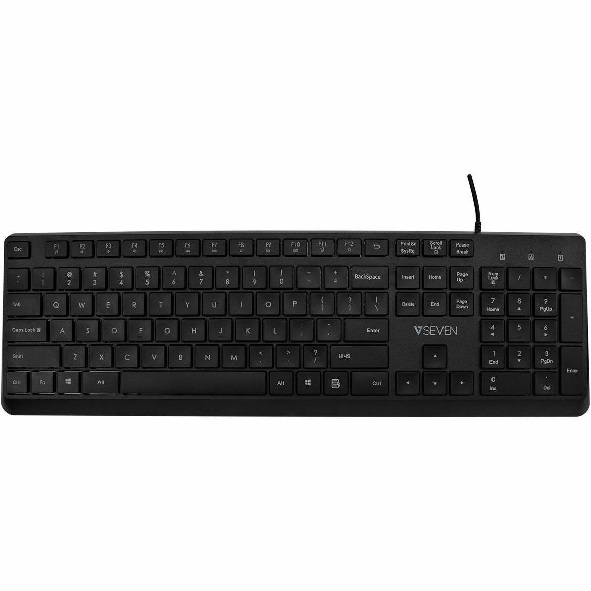 V7 KU350US Keyboard - Cable Connectivity - USB Interface - English (US) - Black