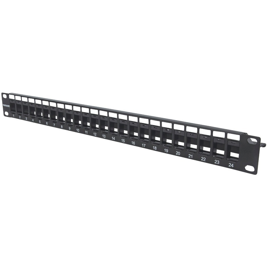 Intellinet Blank Patch Panel; 24-Port, 1 U, Black,