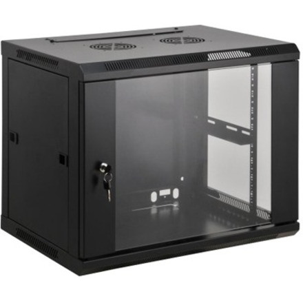 Network Cabinet, Wall Mount (Standard), 20U, 450mm Deep, Black, Assembled, Max 60kg, Metal & Glass Door, Back Panel, Removeable Sides, Suitable also for use on a desk or floor, 19" , Parts for wall installation not included, Three Year Warranty