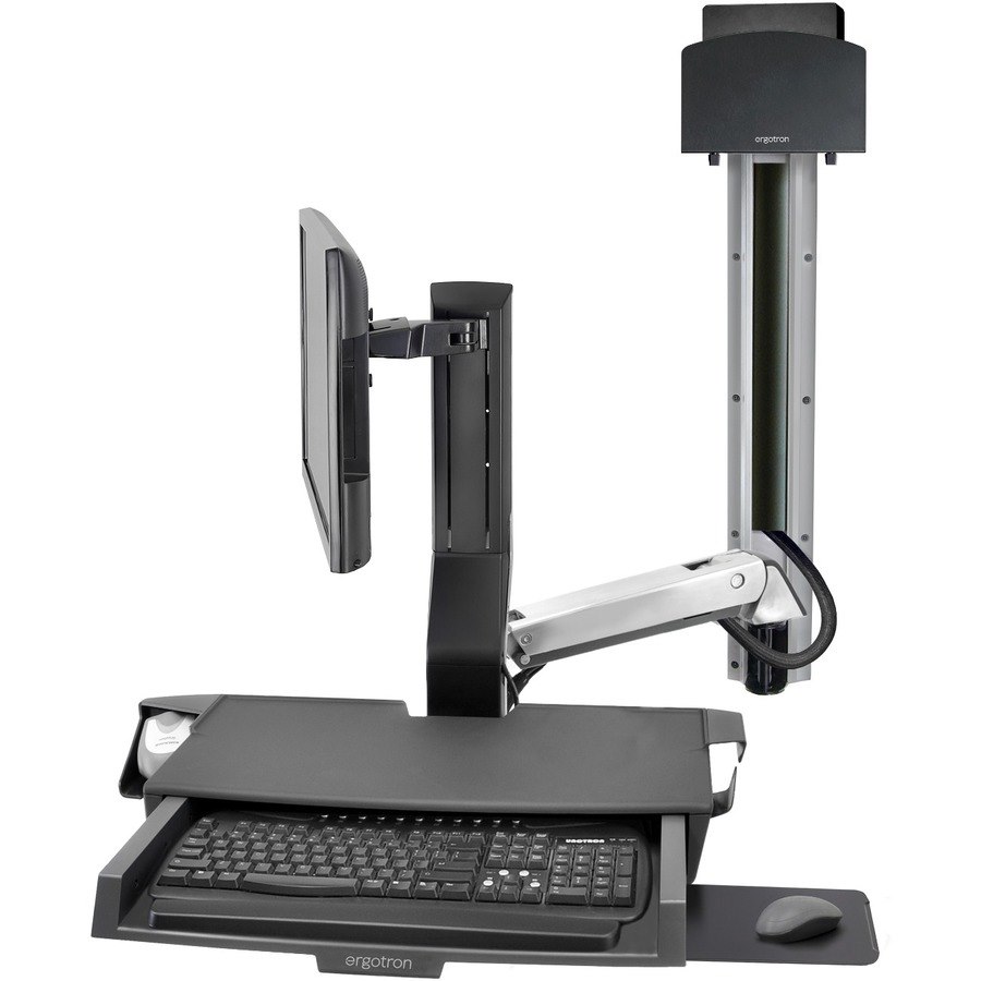 Ergotron StyleView Wall Mount for Keyboard, Monitor, Bar Code Scanner - Polished Aluminum